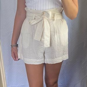 White Paperbag Waist Shorts